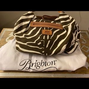 Brighton Vera Zebra Canvas Hobo Handbag